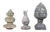 (3) Garden finials, c/o (2) ce