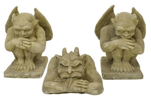 (3) GARDEN STATUARY CAST STONE