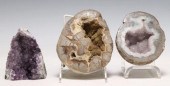 (3) GEOLOGICAL GEODES, AMETHYS