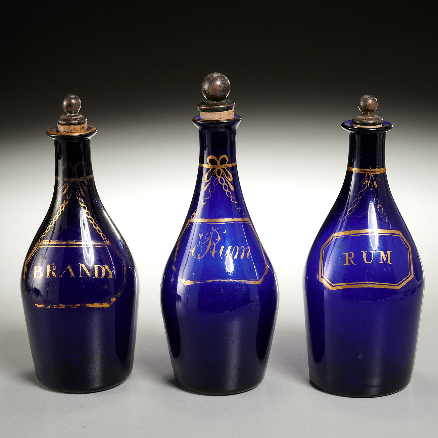 (3) GEORGE III COBALT-BLUE GLASS