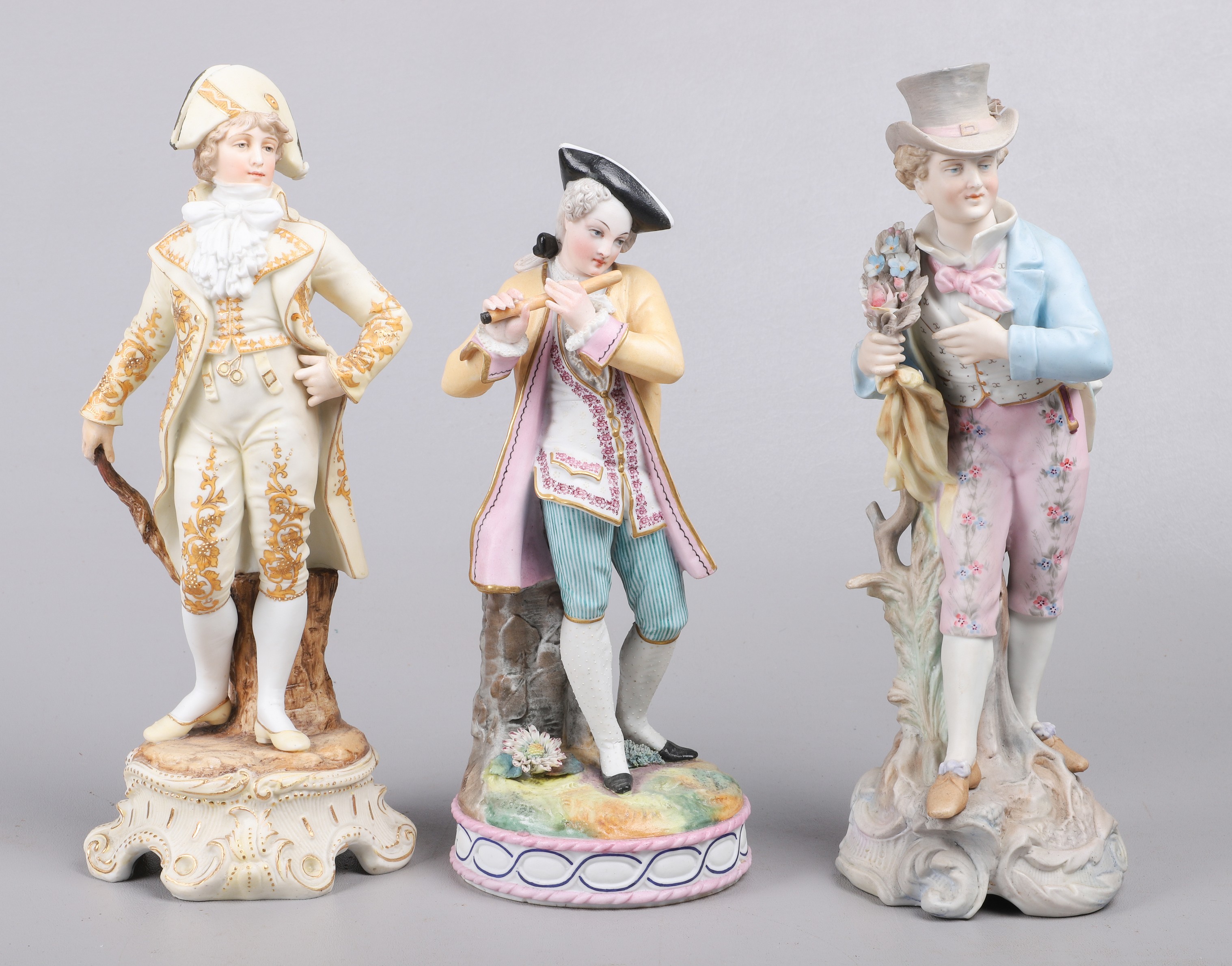 (3) German bisque figures to