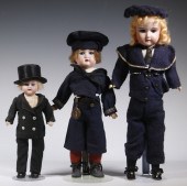 (3) GERMAN BISQUE HEAD DOLLS G