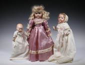 (3) GERMAN BISQUE HEAD DOLLS L