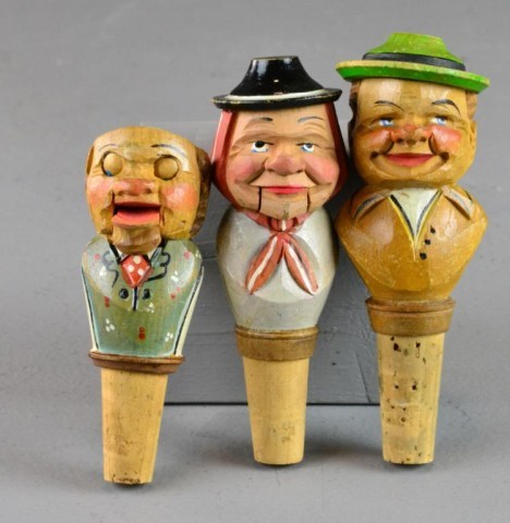 (3) GERMAN CARVED WOODEN