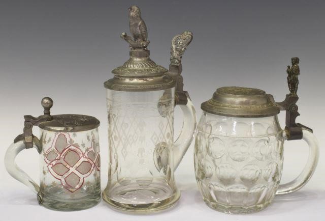 (3) GERMAN CLEAR GLASS BEER