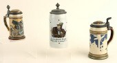 3 GERMAN METTLACH LIDDED BEER