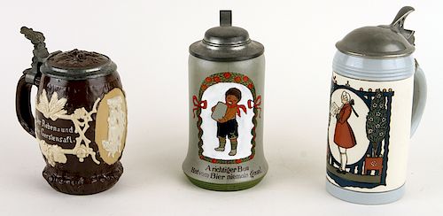 3 GERMAN METTLACH PORCELAIN