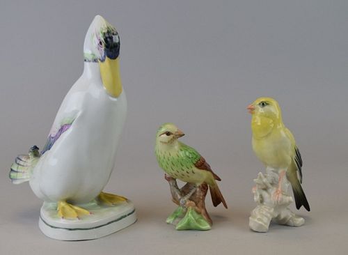 3 GERMAN PORCELAIN BIRDSLarge duck,