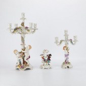 3 GERMAN PORCELAIN CANDELABRA