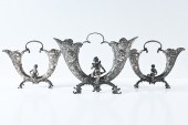 3 GERMAN SILVER DOUBLE CORNUCO