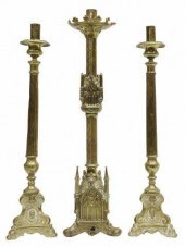(3) GILT METAL CHURCH ALTAR CA
