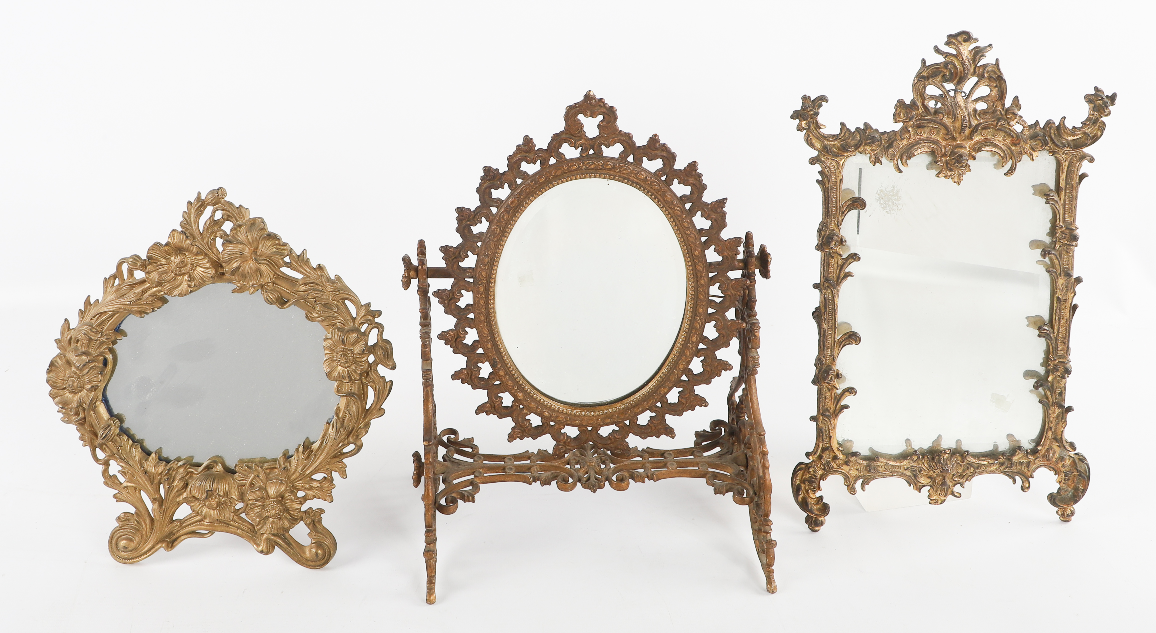 (3) Gilt metal mirrors, c/o beveled