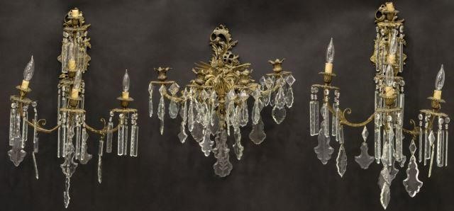 (3) GILT METAL WALL SCONCES,