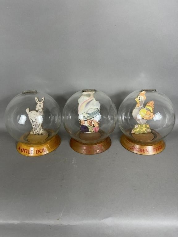 3 GLASS GLOBE BUBBLE BANKS BY VIC