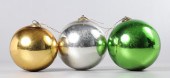 (3) Glass kugels, c/o green (5