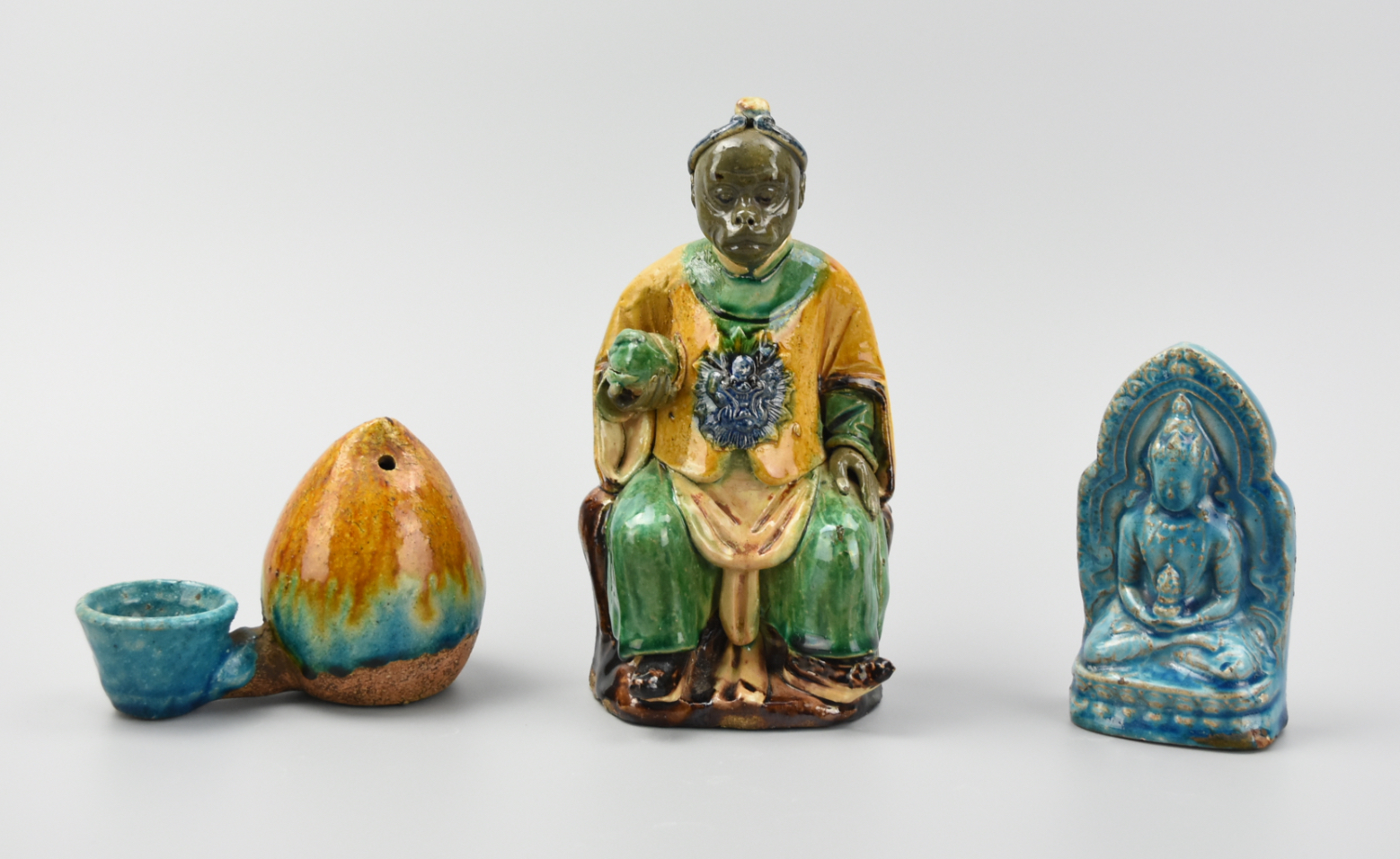 (3) GLAZED: BUDDHA, MONKEY KING&