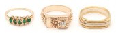 3 GOLD & GEMSTONE RINGS1st ite