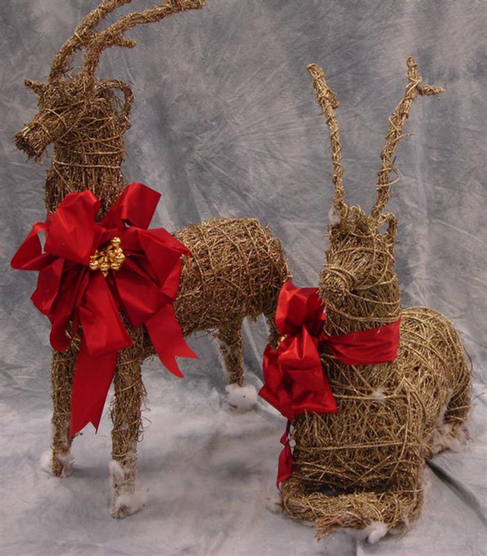 3 gold reindeer, 32" l, tallest 50"