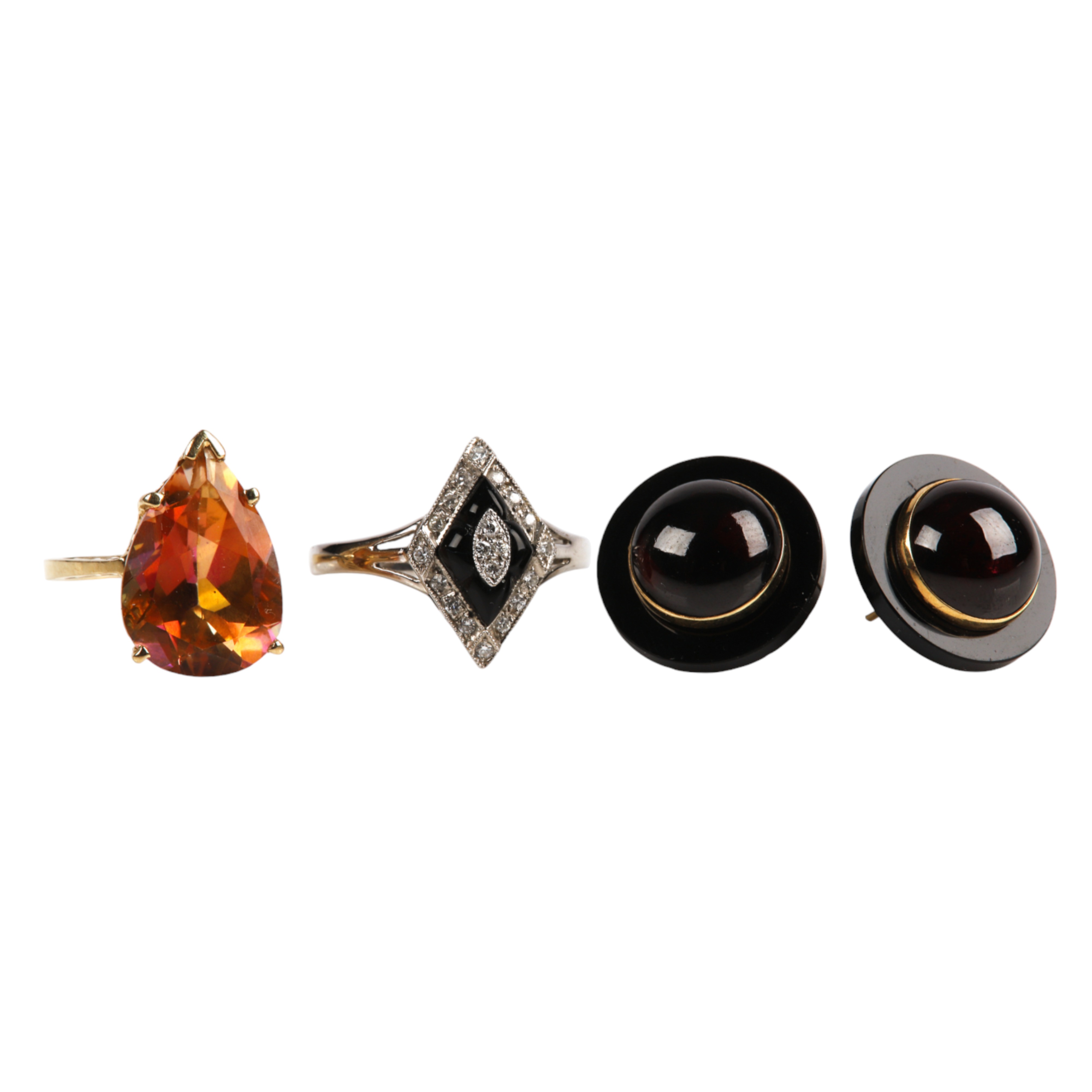 (3) Gold ring and earrings to