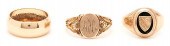 3 GOLD RINGS INCLUDING ONYX AN