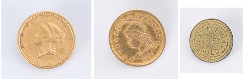 3 GOLD RUSH RELATED COINS1st