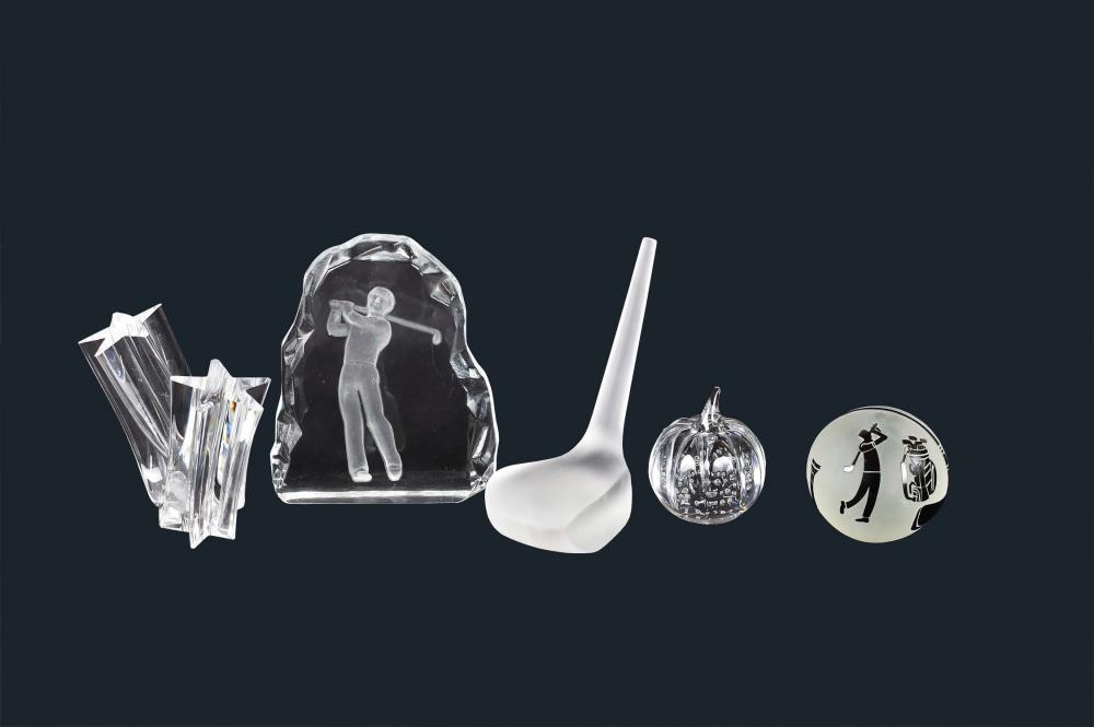 3 GOLF RELATED & 2 ADDITIONAL GLASS