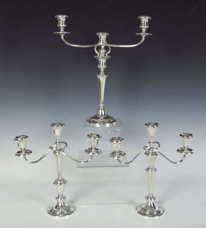 3 GORHAM STERLING CANDELABRA: To