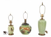 (3) Green glazed pottery lamps