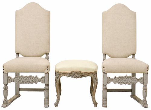 (3) GREY WASH OAK SIDE CHAIRS &AMP;
