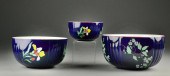 (3) Hall Cobalt Mixing BowlsTo