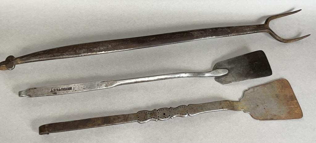 3 HAND FORGED HEARTHSIDE UTENSILS