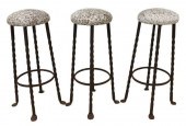 (3) HAND-FORGED IRON BAR STOOL