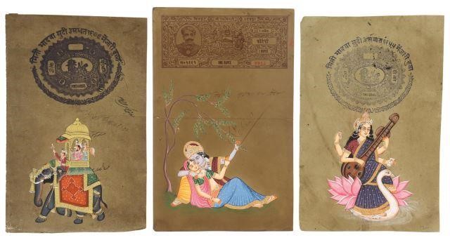 (3) HAND-PAINTED GOVERNMENT STAMP
