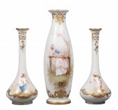 (3) Hand painted opaline glass