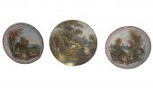 3 HAND PAINTED PORC. LANDSCAPE