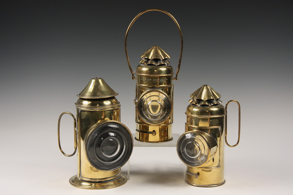 (3) HANDHELD BOAT OIL LANTERNS -