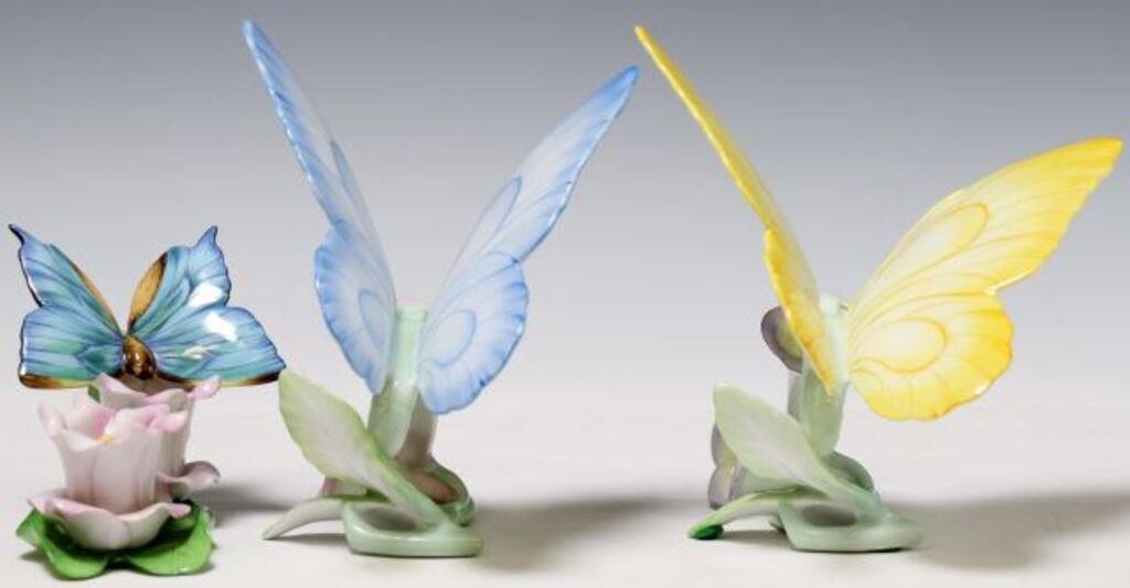 3) HEREND HAND-PAINTED PORCELAIN