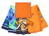 3 HERMES PARIS VINTAGE SILK SC