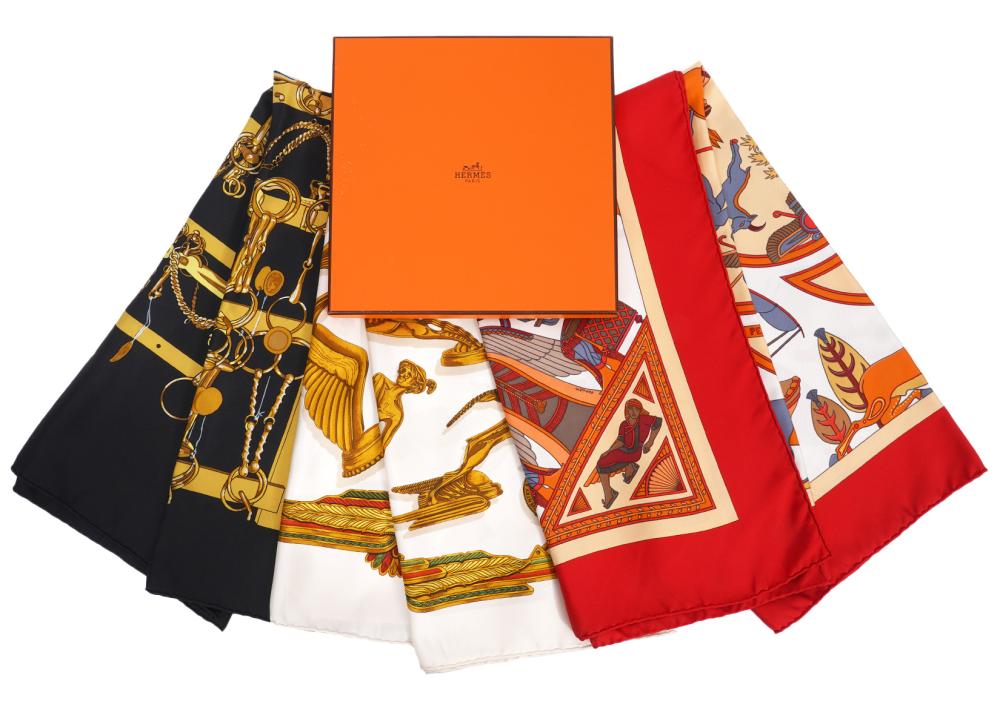 3 HERMES PARIS VINTAGE SILK