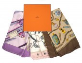 3 HERMES PARIS VINTAGE SILK SC