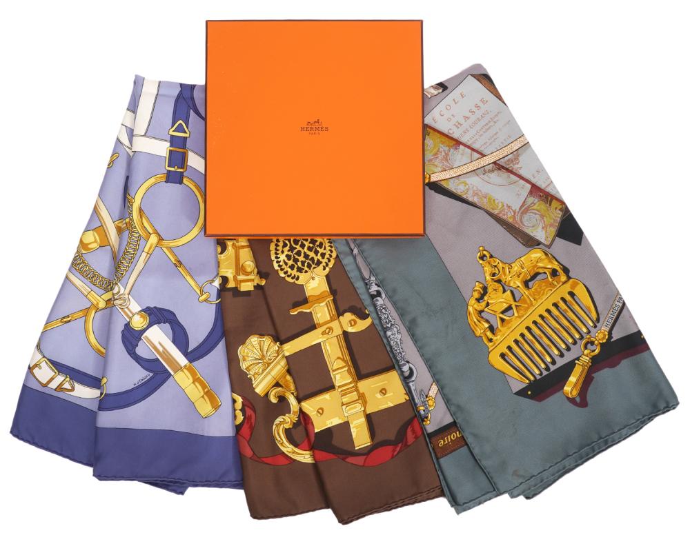 3 HERMES PARIS VINTAGE SILK