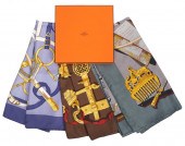 3 HERMES PARIS VINTAGE SILK SC