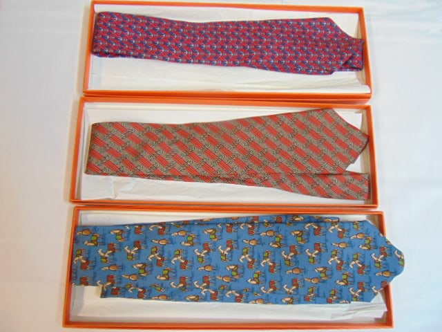(3) HERMES TIES IN ORIGINAL