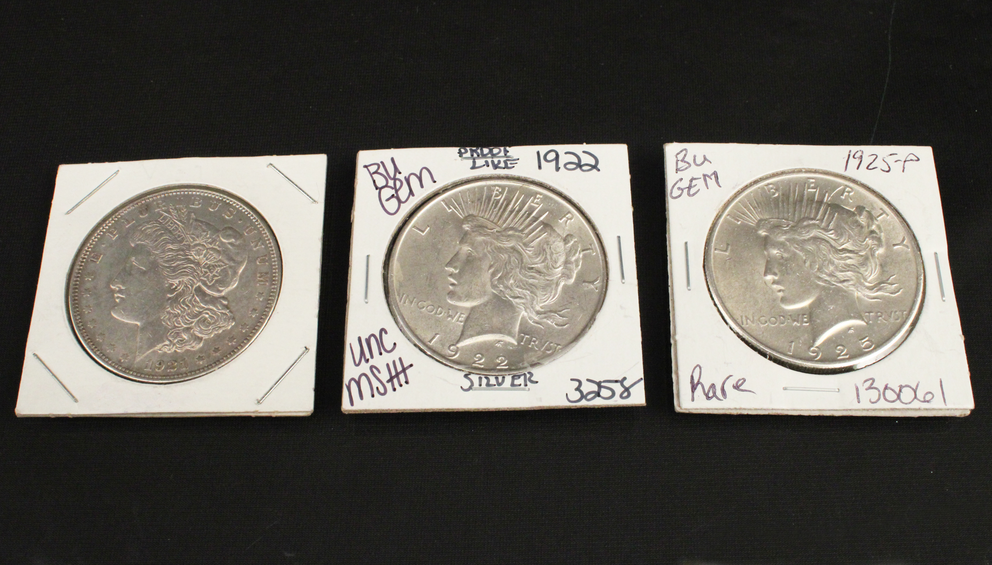 3 HIGH GRADE 1922 AMERICAN ONE
