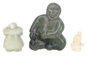3 INUIT ESKIMO HAND CARVED STO