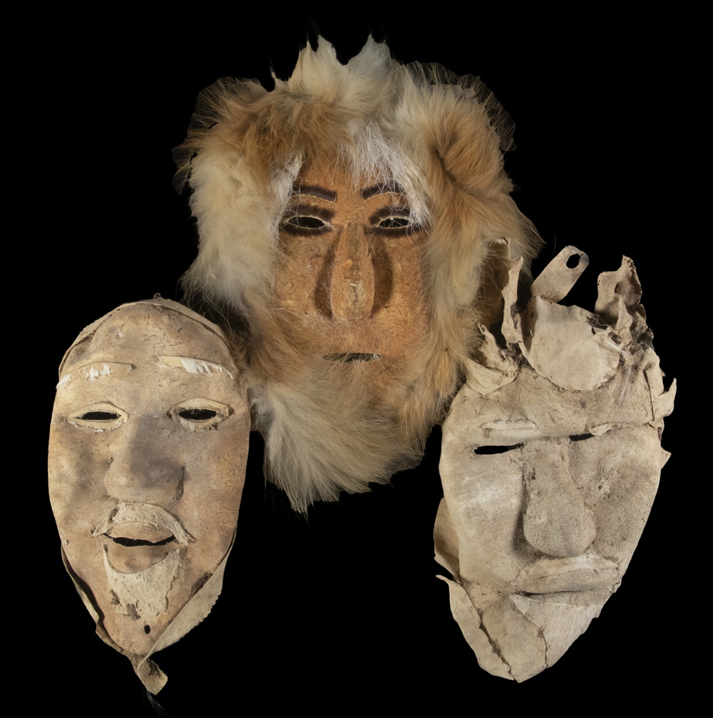 (3) INUIT SEALSKIN MASKS