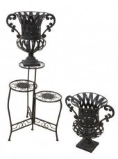 (3) IRON CAMPAGNA URN PLANTERS