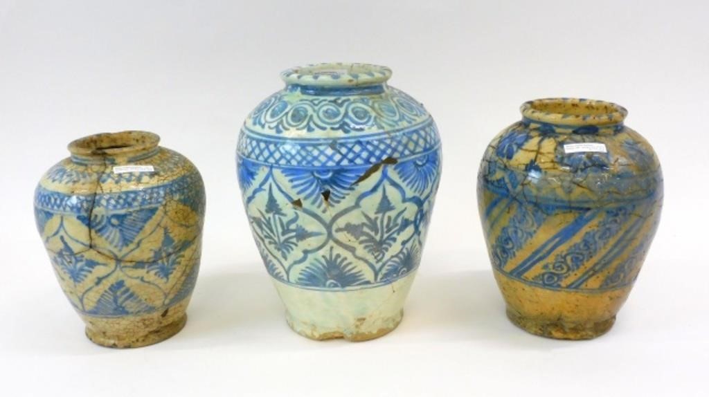 (3) ISLAMIC MAMLUK BLUE AND WHITE