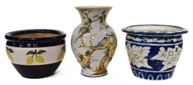 (3) ITALIAN ALBISOLA VASE & FAIENCE