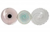 3 ITALIAN ART GLASS CHARGERS,